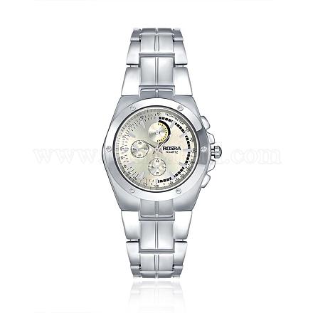 女性のためのファッションコロケーション愛好家の腕時計  亜鉛合金、ガラスクォーツ時計  ホワイト  プラチナ  250x14mm WACH-BB09885-2-1