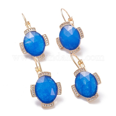 Natural Chalcedony Leverback Earrings EJEW-I247-02C-1