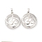 Brass Pendant Cabochon Settings, Flat Round Charms, Rack Plating, Lasting Plated, Cadmium Free & Lead Free, Platinum, Tray: 25mm, 31x27x7.5mm, Hole: 8x5mm
