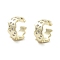 Rack Plating Brass Micro Pave Cubic Zirconia Cuff Ring, Cadmium Free & Lead Free, Long-Lasting Plated, Real 18K Gold Plated, 15.5x7x16mm