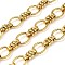 304 Stainless Steel Oval Link Chains, Ion Plating(IP), Unwelded, with Spool, Golden, 15.5x12.5x2mm and 16x7.5x7mm