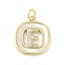 Rack Plating Brass Micro Pave Clear Cubic Zirconia Pendants, with Shell, Cadmium Free & Lead Free, Long-Lasting Plated, Real 18K Gold Plated, with Jump Ring, Letter E, 17.5x15x2.5mm, Hole: 3mm