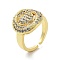 Brass with Cubic Zirconia Open Cuff Rings for Women, Real 18K Gold Plated, 7~22mm,US Size 12 3/4(22mm)