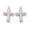Non-Tarnish 304 Stainless Steel Charms, Cross Charms, Stainless Steel Color, 14x9.5x1.7mm, Hole: 1mm