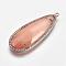 Brass Micro Pave Cubic Zirconia Pendants, with Faceted Cat Eye, teardrop, Platinum, Moccasin, 45x17x5mm, Hole: 1.5mm