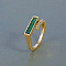 Brass Micro Pave Clear Cubic Zirconia Finger Rings for Women, with Glass, Rectangle, Golden