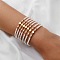 7Pcs CCB Heart & Glass Seed Round Beads Stretch Bracelets, Women's Bracelets, White, Inner Diameter: 2-3/8 inch(6cm)