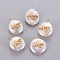 Mother's Day Theme, Natural Cultured Freshwater Pearl Pendants, with Brass Cabochons, Nuggets with Word Mom, Golden, 14~28x12~22x5~12mm, Hole: 1.2mm