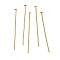 Brass Flat Head Pins, Lead Free & Cadmium Free, Real 24K Gold Plated, 25.5x0.8mm, Head: 2mm