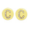 Brass Micro Pave Clear Cubic Zirconia Beads, Flat Round with Letter, Letter.C, 7.5x6.5mm, Hole: 3.5mm, 3pcs/bag
