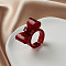 Bowknot Resin Cuff Rings for Women, with Glitter Powder, Dark Red, Inner Diameter: 18mm