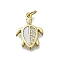 Brass Micro Pave Clear Cubic Zirconia Pendants, with Shell, Real 16K Gold Plated, Sea Turtle, 18x13x2mm