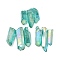 Electroplated Natural Quartz Crystal Graduated Beads Strands, Nuggets, Top Drilled, Turquoise, 21~43x5~13mm, Hole: 1mm, 3pcs/set