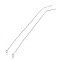 Brass Stud Earring Findings, with Loop, Bead Chains, Ear Thread, Platinum, 104x1mm, Hole: 1.8mm, Pin: 0.8mm