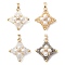 Shell Pearl Glass Seed Beaded Pendants, Star Charms with 304 Stainless Steel Snap on Bails, Golden, Mixed Color, 25x25x7mm, Hole: 5.5x2.5mm