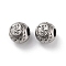 304 Stainless Steel Rhinestone European Beads, Round Large Hole Beads, Real 18K Gold Plated, Round with Letter, Letter B, 11x10mm, Hole: 4mm