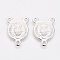 Brass Chndelier Components Links, Nickel Free, Oval with Saint Benedict, Real Platinum Plated, 19x14x1.4mm, Hole: 1.8mm