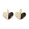 Eco-Friendly Brass Micro Pave Clear Cubic Zirconia Enamel Pendant, with Jump Rings, Long-Lasting Plated, Heart, Real 18K Gold Plated, Black, 10x12x2mm, Hole: 3.4mm