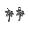 Brass Micro Pave Cubic Zirconia Pendants, Coconut Tree Charms, Black, 14x10x1.5mm, Hole: 3mm