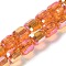 Electroplate Glass Beads Strands, Faceted, Column, Orange, 6x6.5mm, Hole: 1mm, about 70~72pcs/strand, 20~20.87''(53cm)