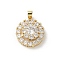 Brass Micro Pave Clear Cubic Zirconia Pendants, Round, 18x16x8mm, Hole: 3x4.5mm.