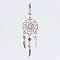 Alloy Pendants, Woven Net/Web with Feather, with Amethyst Beads and Brass Lobster Claw Clasps, Antique Silver and Platinum, 85.5mm