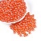 Transparent Glass Seed Beads, Glazing Style, Round, Coral, 6mm, Hole: 1.2mm, about 1500pcs/pound