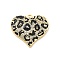 Brass Micro Pave Clear Cubic Zirconia Pendants, Heart Charms, with Enamel Leopard Print, Rack Plating, Long-Lasting Plated, Lead Free & Cadmium Free, Real 18K Gold Plated, 22.5x24.5x4mm, Hole: 1.8mm