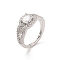 Brass Micro Pave Cubic Zirconia Rings, Round, US Size 6 1/2(16.9mm)