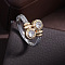 Flat Round Brass Micro Pave Clear Cubic Zirconia Finger Rings, Platinum & Golden, US Size 7(17.3mm)