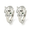 Brass Hoop Earrings, with Cubic Zirconia, Leopard, Platinum, 13.5x7.5mm