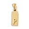 304 Stainless Steel Pendants, Golden, Rectangle with Letter Charm, Letter P, 17.5x6.5x3mm, Hole: 3x6mm