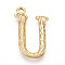 304 Stainless Steel Pendants, Letter Charms, Letter U, 23x14x3mm, Hole: 1.6mm