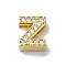 Brass Micro Pave Cubic Zirconia Beads, Lead Free & Cadmium Free, Long-Lasting Plated, Real 18K Gold Plated, Letter Z, 12x10x5mm, Hole: 9x2mm