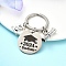 Flat Round Alloy Keychain, with 304 Stainless Steel Rings, Antique Silver & Platinum, 6cm