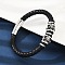 Braided Microfiber Leather Cord Bracelets, 304 Stainless Steel Skull Bracelets for Women Men, with Bayonet Clasps, Antique Silver & Stainless Steel Color, 9x1/4 inch(22.7x0.7~1.3cm)