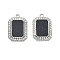 Alloy Rhinestone Pendants, with Acrylic, Rectangle, Platinum, 20.5x14x2.5mm, Hole: 1.5mm