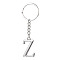 Alloy Keychains, with Split Key Ring, Platinum, Letter I, 90mm, Pendant: 35x22x3.8mm