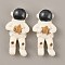 Space Theme Opaque Resin Cabochons, Black, Spaceman Pattern, 42x21x9mm