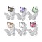 Brass Micro Pave Cubic Zirconia and Glass Pendants, Butterfly Charms, Rack Plating, Long-Lasting Plated, Cadmium Free & Lead Free, with Jump Ring, Platinum, 19.5x14.5x5.5mm, Hole: 3.5mm