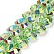 Electroplate Transparent Glass Beads Strands, Heart, Faceted, AB Color Plated, Half Plated, Lime, 15x13x8.5mm, Hole: 1mm, about 50pcs/strand, 23.62 inch(60cm)