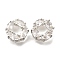 Brass Micro Pave Cubic Zirconia Beads, Flower, Silver, Clear, 10x5.5mm, Hole: 1.8mm