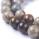 Chapelets de perles de feuille d'argent en jaspe naturel G-I244-02C-3