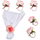 Ronds de serviette en tissu fleur de rose artificielle AJEW-WH0314-75-1