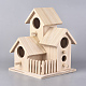 Casa de pájaros colgante de madera natural sin terminar HJEW-WH0006-15-2