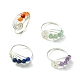 4 Stück 4 Stile natürliche gemischte Edelstein-Fingerringe mit runden Perlen RJEW-TA00104-1