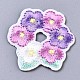 花のアップリケ  機械刺繍布地手縫い/アイロンワッペン  マスクと衣装のアクセサリー  プラム  32.5x32.5x1.5mm DIY-S041-051B-1