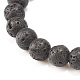 Natural Lava Rock Stretch Bracelet with Word Love Alloy Beads BJEW-JB08192-02-5