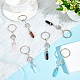 DELORIGIN 6Pcs Round Crystal Natural & Synthetic Keychain KEYC-DR0001-01-3