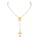 Collares de cuentas de rosario de perlas de vidrio NJEW-JN04340-3